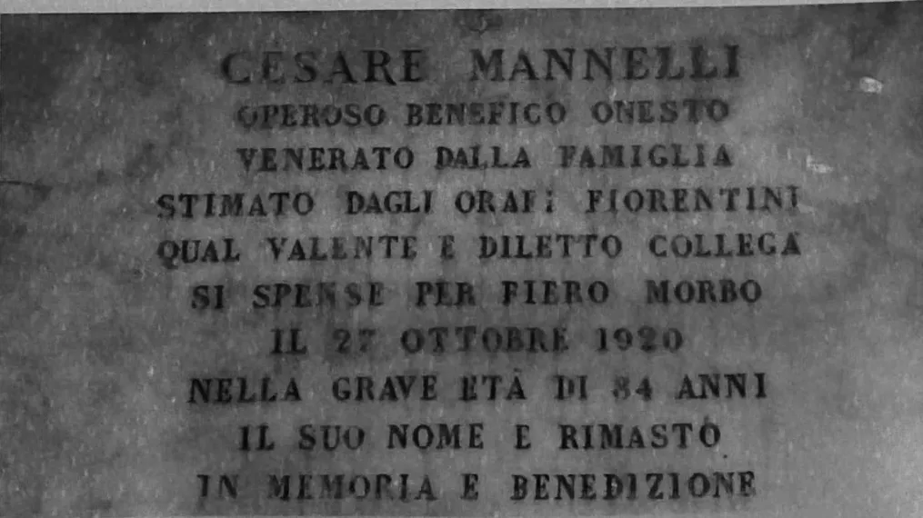 Cesare Mannelli’s memorial stone, with its inscription carved in capital letters